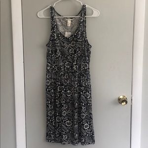 Navy blue and white floral dress